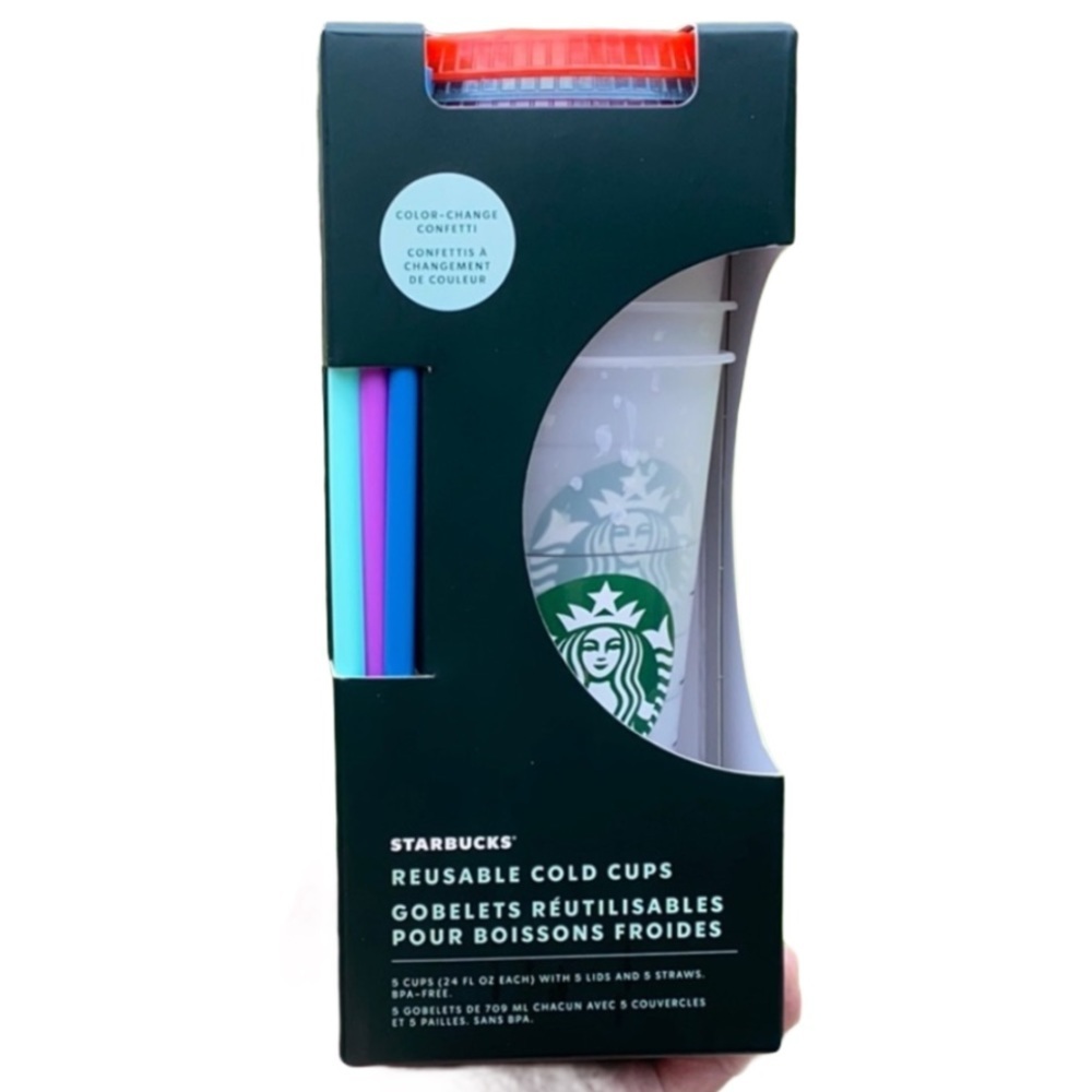STARBUCKS color changing confetti cups set